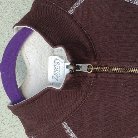 Chico's Zenergy Reversible Brown Off-White Poetry Athletic Jacket 2 (L/12) - Picture 3 of 11
